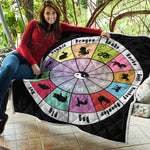 Colourful Chinese Zodiac Wheel Print Quilt