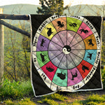 Colourful Chinese Zodiac Wheel Print Quilt