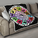 Colourful Chinese Zodiac Wheel Print Quilt