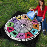 Colourful Chinese Zodiac Wheel Print Quilt