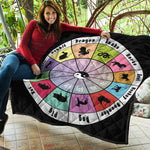 Colourful Chinese Zodiac Wheel Print Quilt