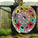 Colourful Chinese Zodiac Wheel Print Quilt