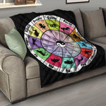 Colourful Chinese Zodiac Wheel Print Quilt