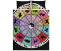 Colourful Chinese Zodiac Wheel Print Quilt Bed Set