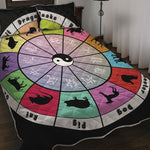 Colourful Chinese Zodiac Wheel Print Quilt Bed Set