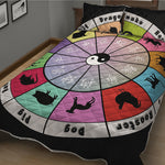Colourful Chinese Zodiac Wheel Print Quilt Bed Set