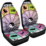 Colourful Chinese Zodiac Wheel Print Universal Fit Car Seat Covers