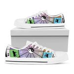 Colourful Chinese Zodiac Wheel Print White Low Top Shoes