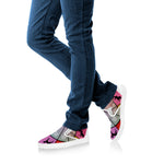 Colourful Chinese Zodiac Wheel Print White Slip On Shoes