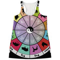 Colourful Chinese Zodiac Wheel Print Women's Racerback Tank Top