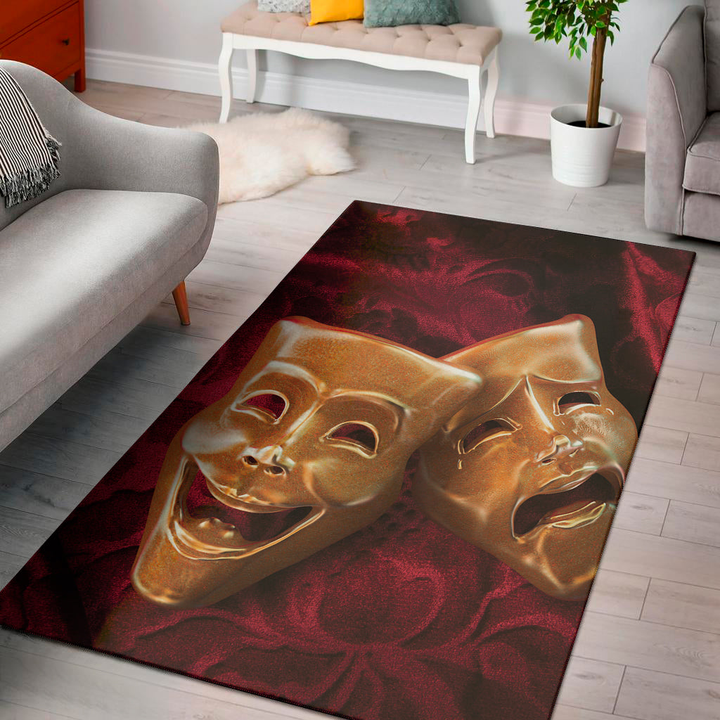 Comedy And Tragedy Theater Masks Print Area Rug