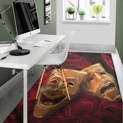Comedy And Tragedy Theater Masks Print Area Rug