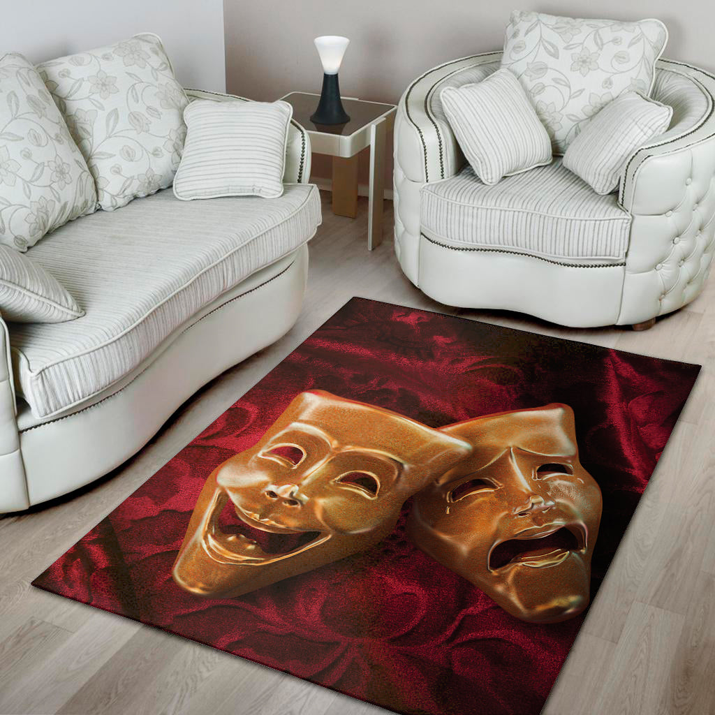 Comedy And Tragedy Theater Masks Print Area Rug
