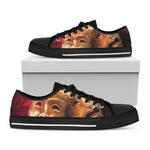 Comedy And Tragedy Theater Masks Print Black Low Top Shoes 
