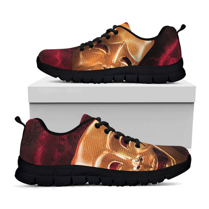 Comedy And Tragedy Theater Masks Print Black Sneakers