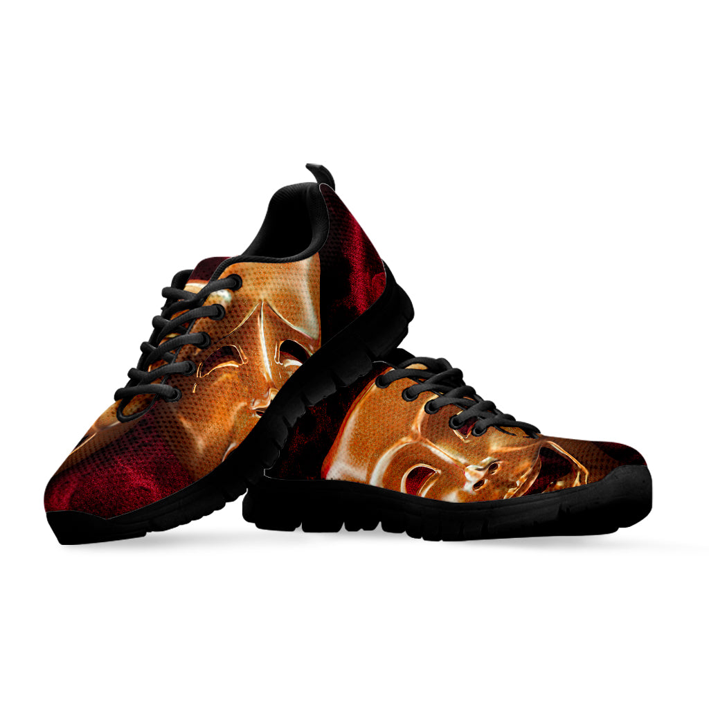 Comedy And Tragedy Theater Masks Print Black Sneakers