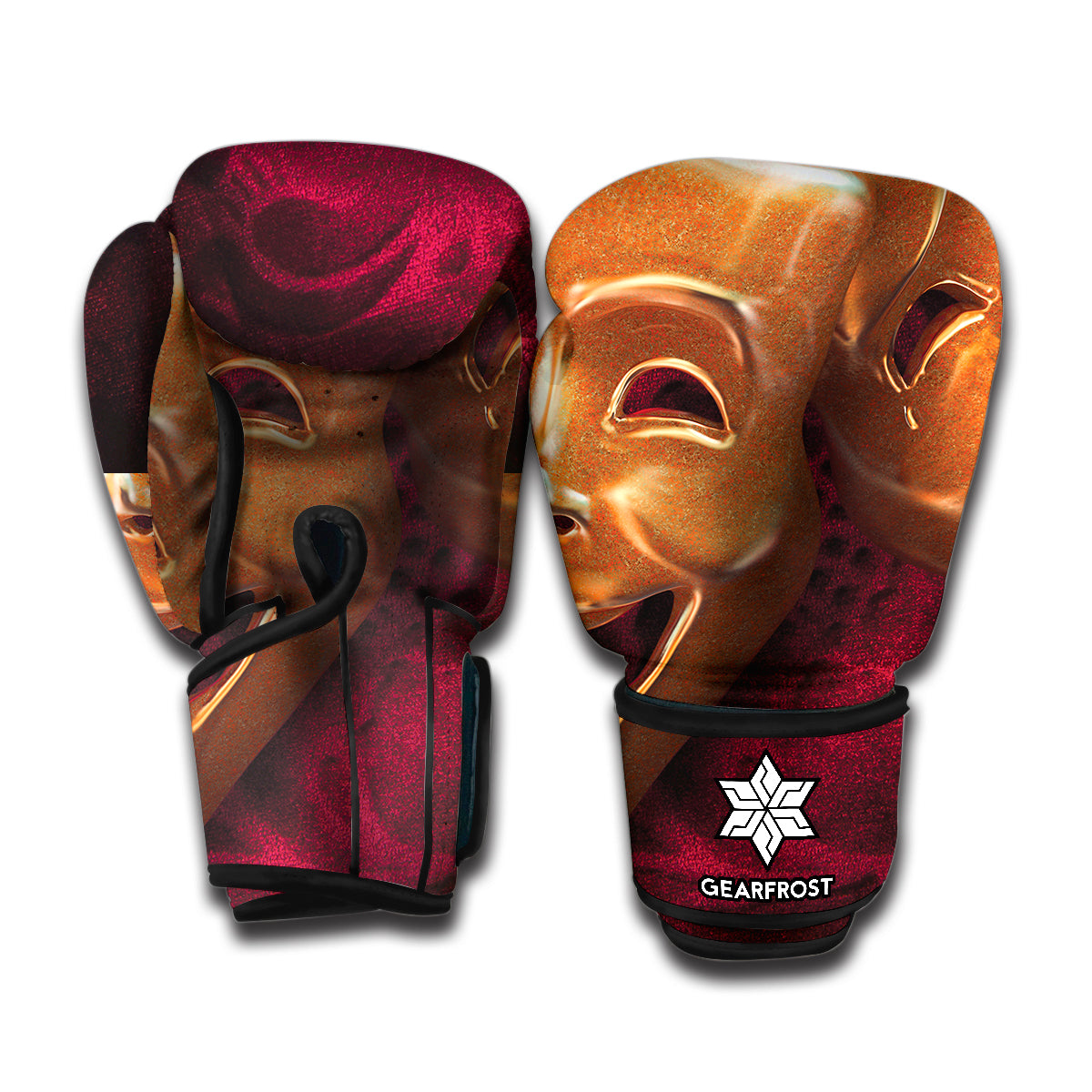 Comedy And Tragedy Theater Masks Print Boxing Gloves