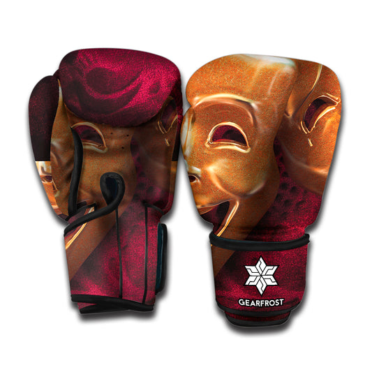Comedy And Tragedy Theater Masks Print Boxing Gloves