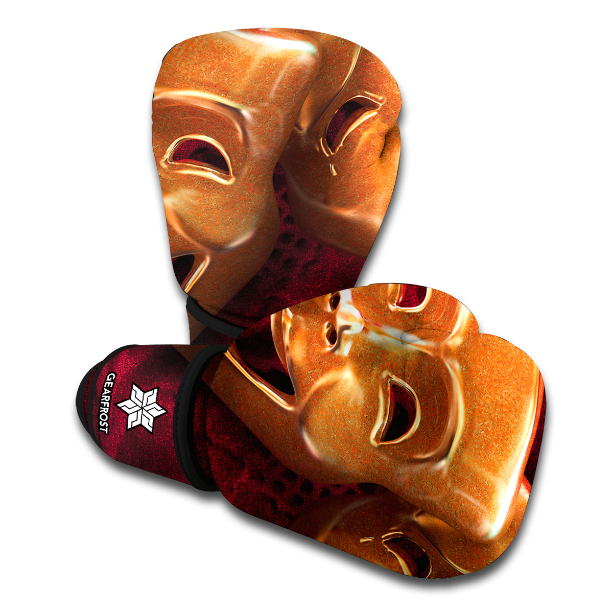 Comedy And Tragedy Theater Masks Print Boxing Gloves