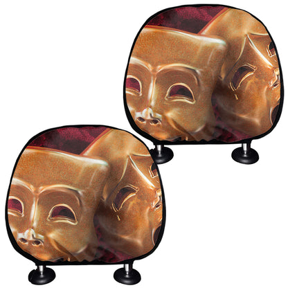 Comedy And Tragedy Theater Masks Print Car Headrest Covers