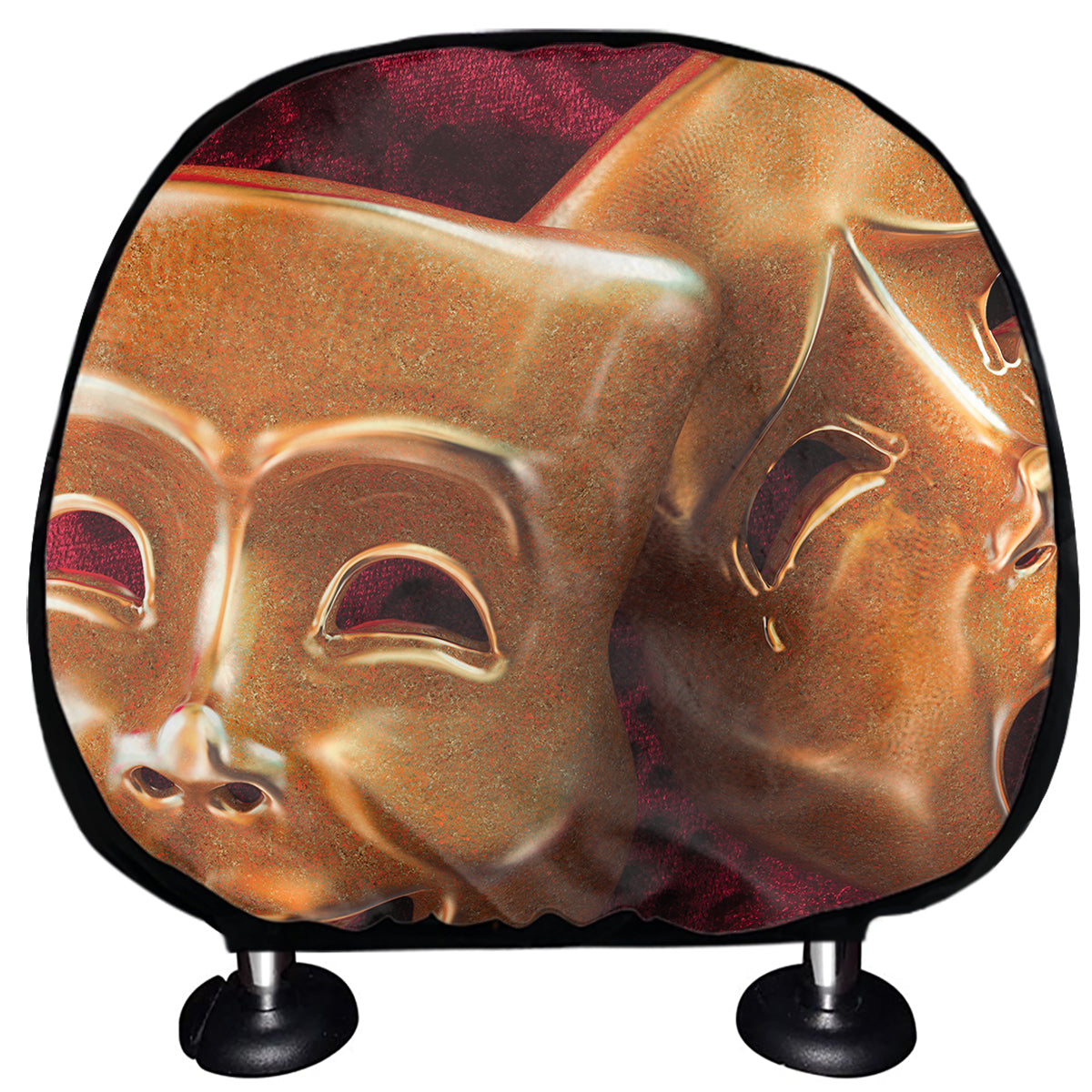 Comedy And Tragedy Theater Masks Print Car Headrest Covers