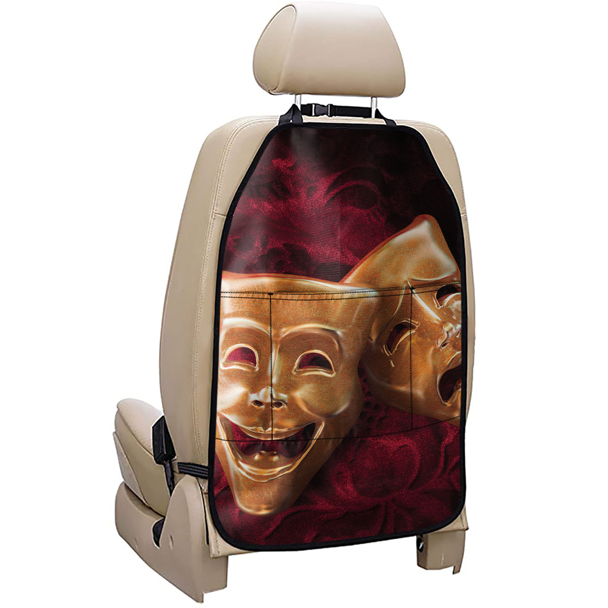 Comedy And Tragedy Theater Masks Print Car Seat Organizers