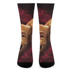 Comedy And Tragedy Theater Masks Print Crew Socks
