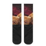 Comedy And Tragedy Theater Masks Print Crew Socks