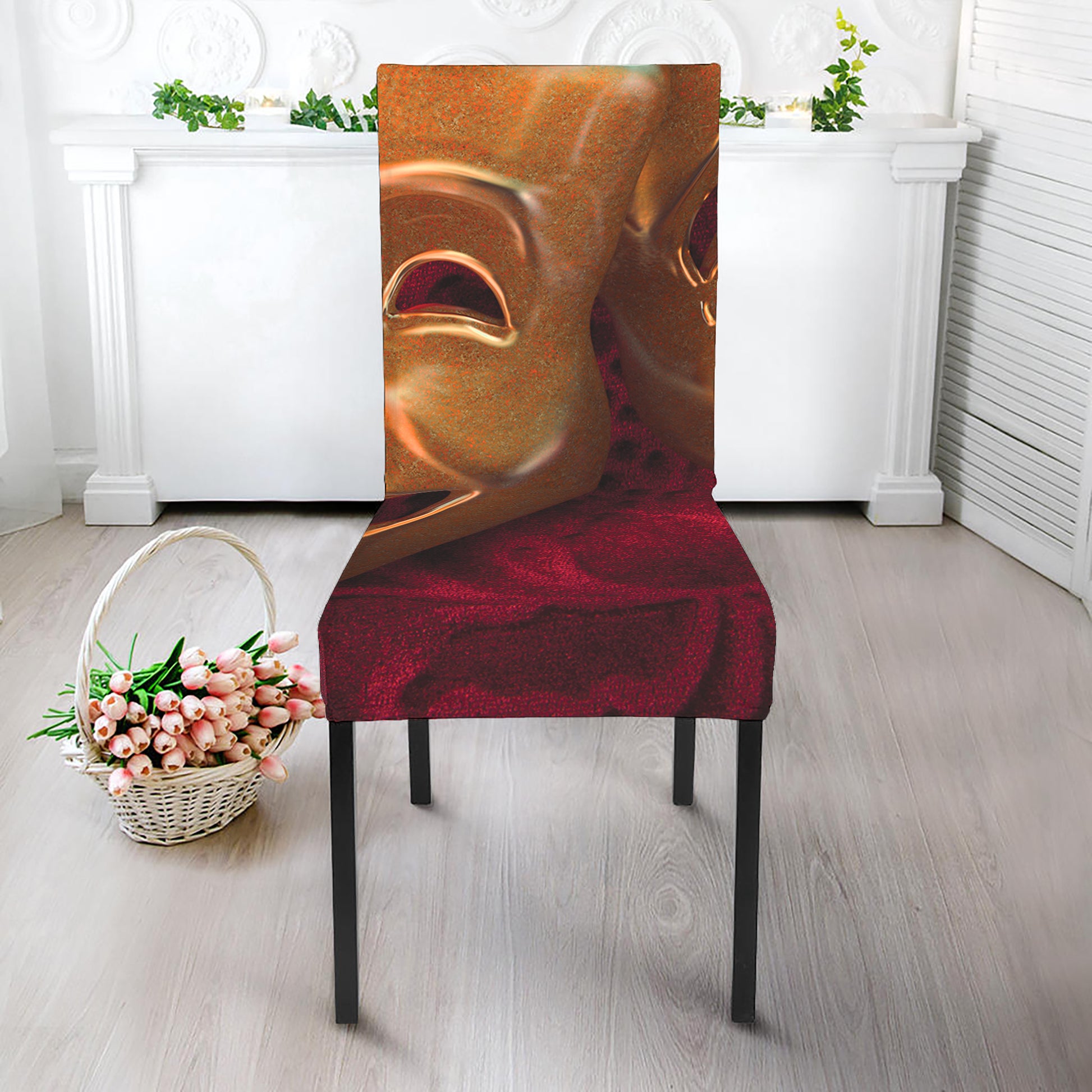 Comedy And Tragedy Theater Masks Print Dining Chair Slipcover