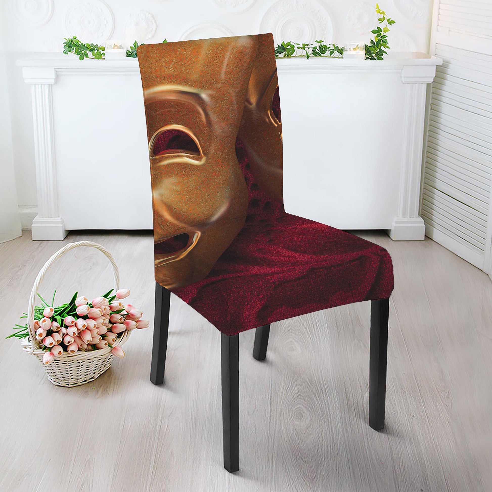 Comedy And Tragedy Theater Masks Print Dining Chair Slipcover