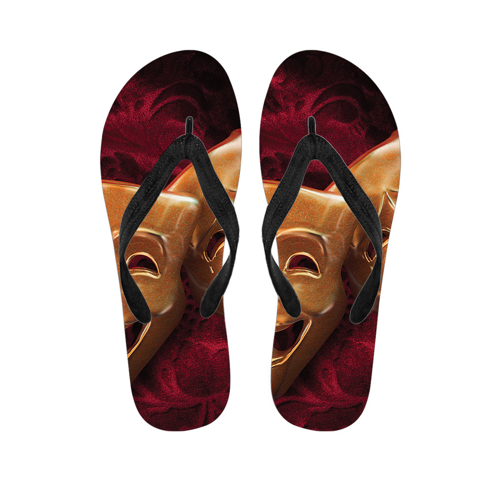 Comedy And Tragedy Theater Masks Print Flip Flops