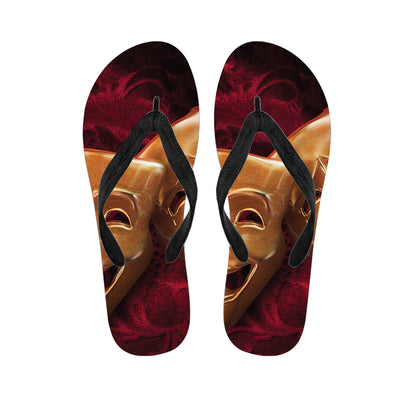 Comedy And Tragedy Theater Masks Print Flip Flops