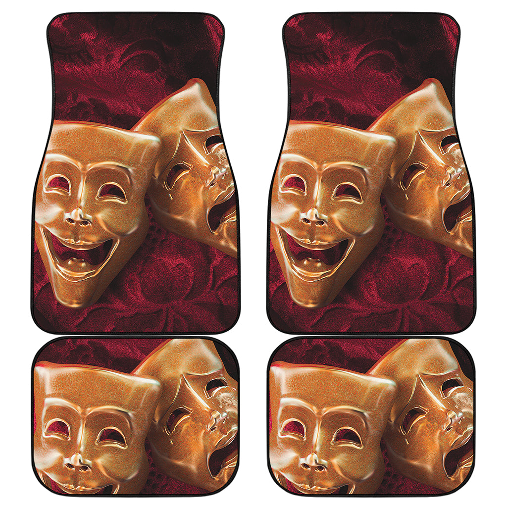 Comedy And Tragedy Theater Masks Print Front and Back Car Floor Mats