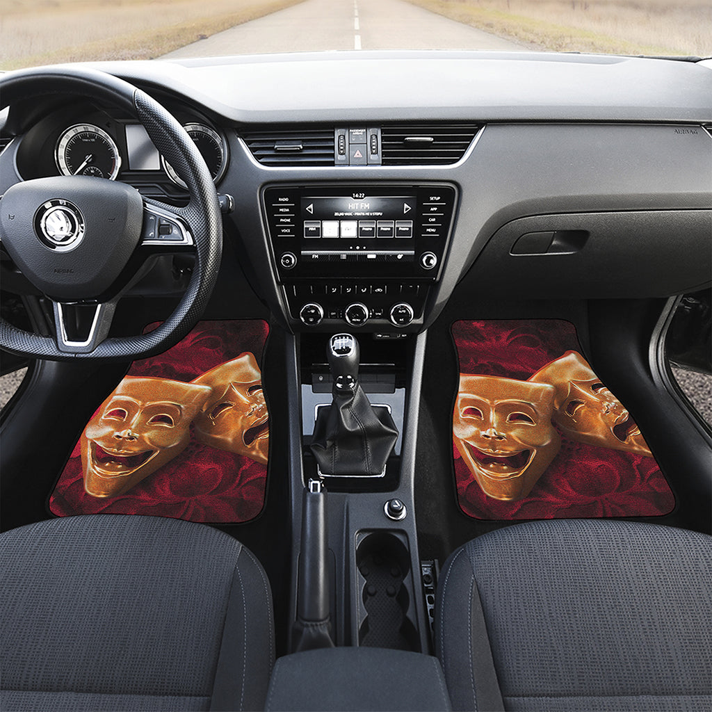 Comedy And Tragedy Theater Masks Print Front and Back Car Floor Mats
