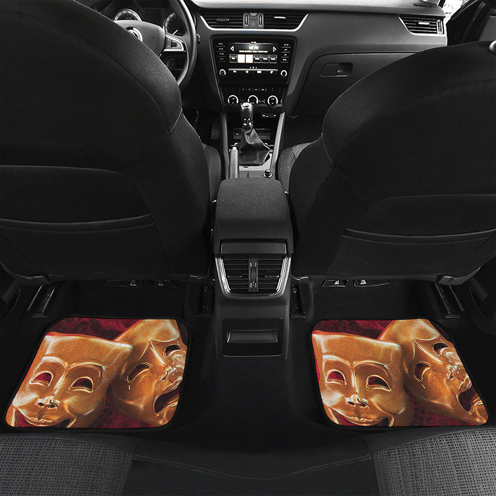 Comedy And Tragedy Theater Masks Print Front and Back Car Floor Mats
