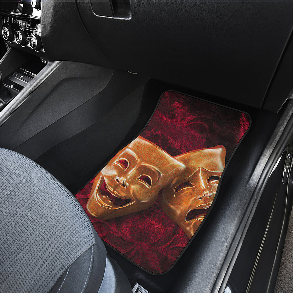 Comedy And Tragedy Theater Masks Print Front and Back Car Floor Mats