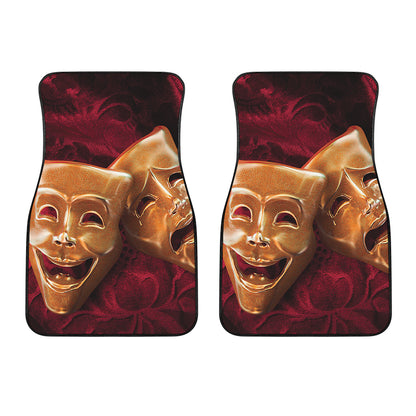 Comedy And Tragedy Theater Masks Print Front Car Floor Mats