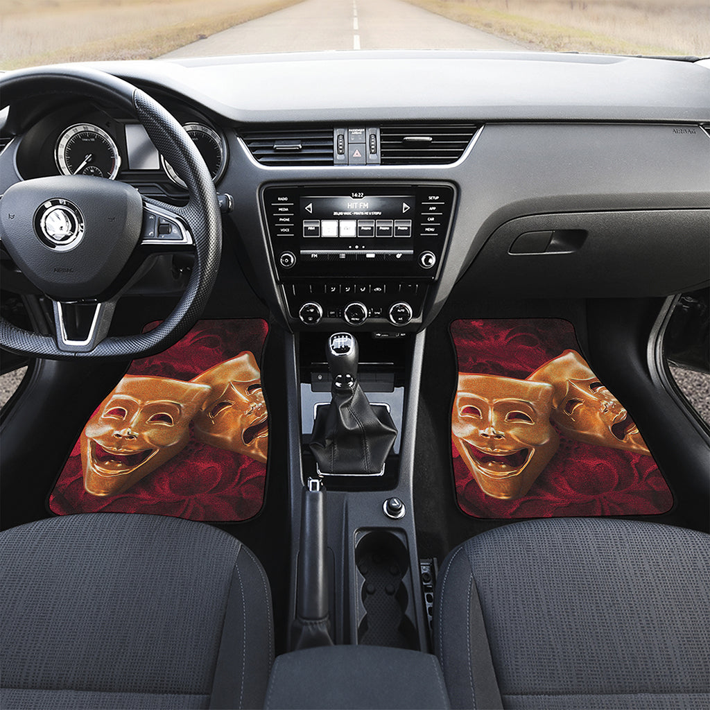 Comedy And Tragedy Theater Masks Print Front Car Floor Mats