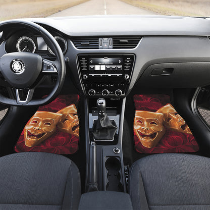 Comedy And Tragedy Theater Masks Print Front Car Floor Mats