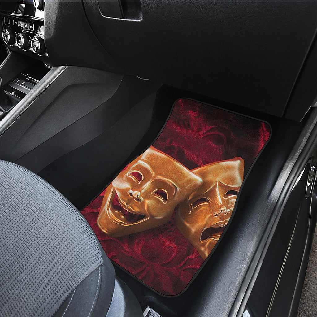 Comedy And Tragedy Theater Masks Print Front Car Floor Mats