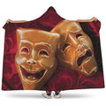 Comedy And Tragedy Theater Masks Print Hooded Blanket