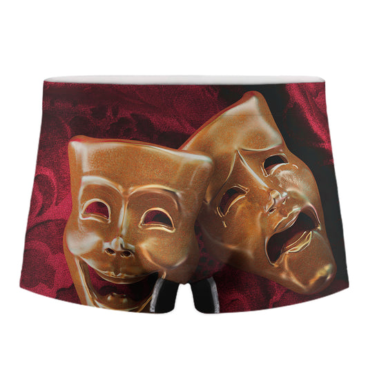 Comedy And Tragedy Theater Masks Print Men's Boxer Briefs