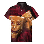 Comedy And Tragedy Theater Masks Print Men's Short Sleeve Shirt