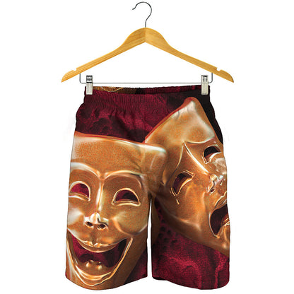 Comedy And Tragedy Theater Masks Print Men's Shorts