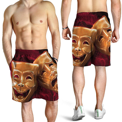 Comedy And Tragedy Theater Masks Print Men's Shorts