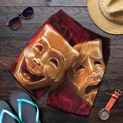 Comedy And Tragedy Theater Masks Print Men's Shorts