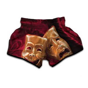 Comedy And Tragedy Theater Masks Print Muay Thai Boxing Shorts