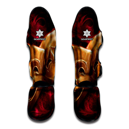 Comedy And Tragedy Theater Masks Print Muay Thai Shin Guard