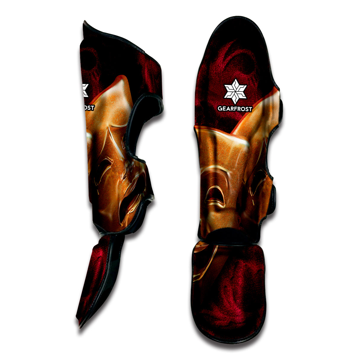 Comedy And Tragedy Theater Masks Print Muay Thai Shin Guard