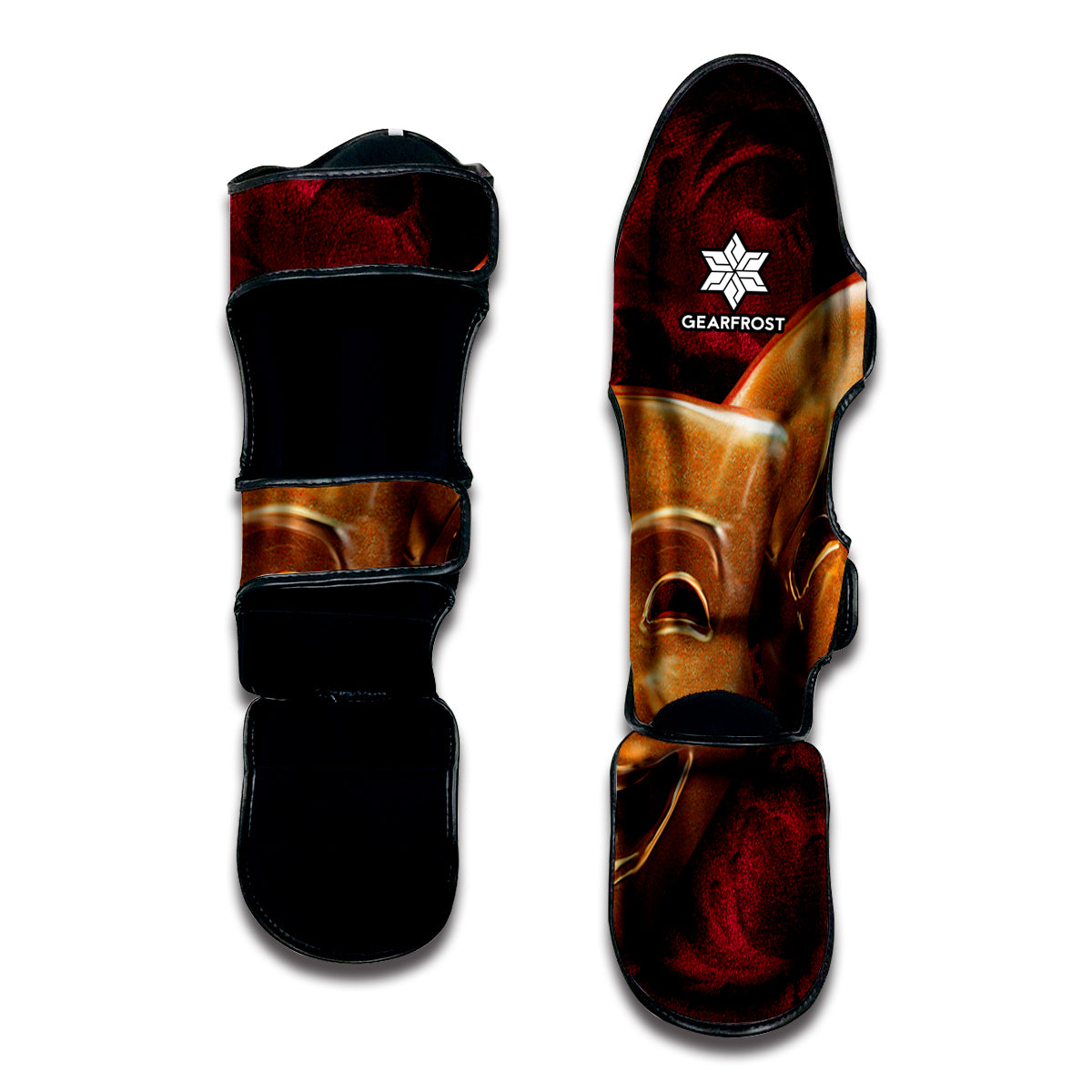 Comedy And Tragedy Theater Masks Print Muay Thai Shin Guard